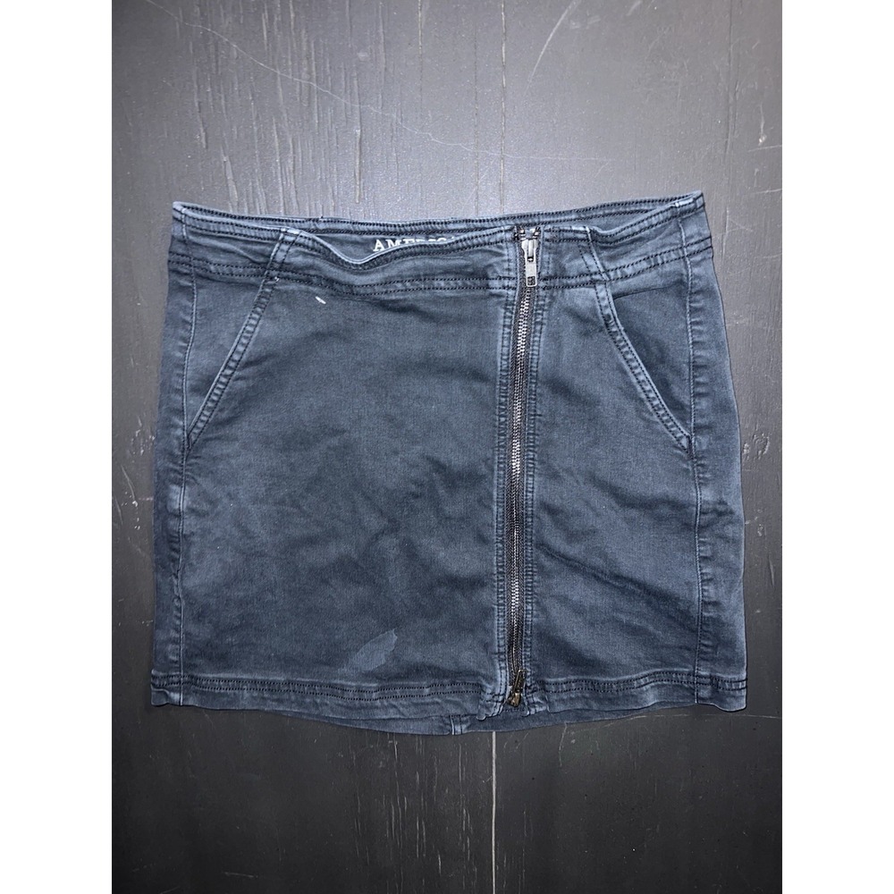 American Eagle Outfitters Black Zip Front Canvas Casual Short Skirt Size 6